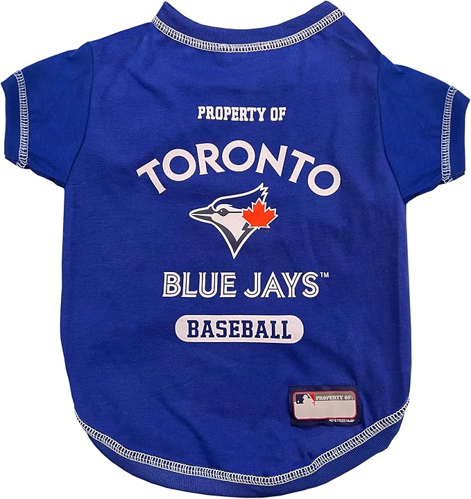 MLB Toronto Blue Jays Dog T-Shirt Small. - Licensed Shirt for Pets Team Colored with Team Logos- Premium Stretchable Materials for The Comfort of Your Dog & Cat