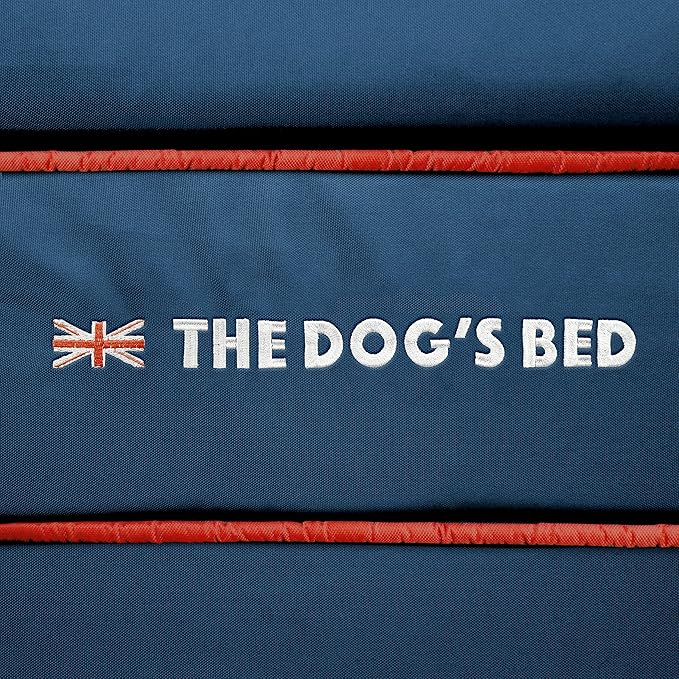 Replacement Outer Cover for The Dog's Bed Orthopedic Memory Foam Dog Bed. Washable Oxford Fabric, Medium (Blue with Red Piping UK Embroidery Flag)