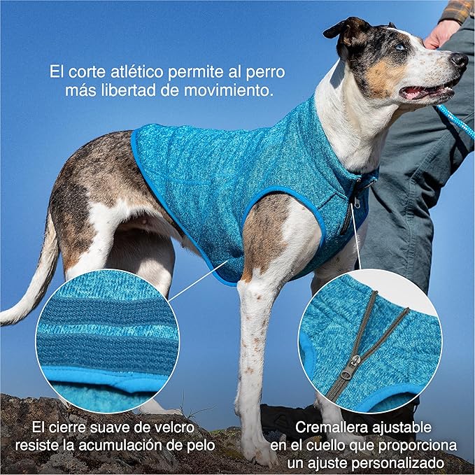 Kurgo Core Sweater - Cold Weather Dog Outfit - Cozy Knit Fleece Layer - Adjustable Neck Dogwear - Reflective Accents - Machine Washable Gear - Heather Violet - X-Small