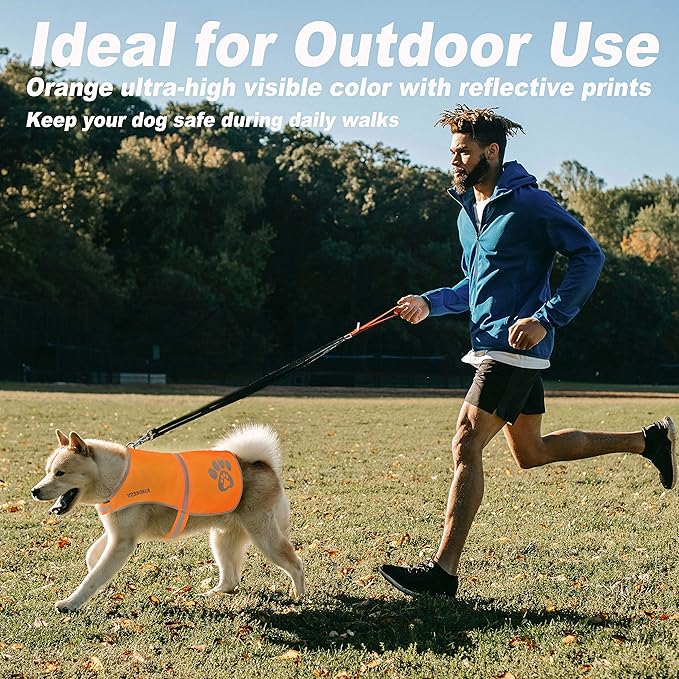 Dog Vest Blaze Orange Hunting Vest Safety Reflective Dog Jacket Fits Small Medium Large Dogs Hook and Loop Fastener High Visibility and Safety from Hunters, Cars and Other (Blaze Orange, XL)
